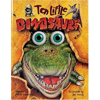 Ten Little Dinosaurs… the book for kids who love dinosaurs. Enthusiastically illustrated by fantasy artist Jim Harris.